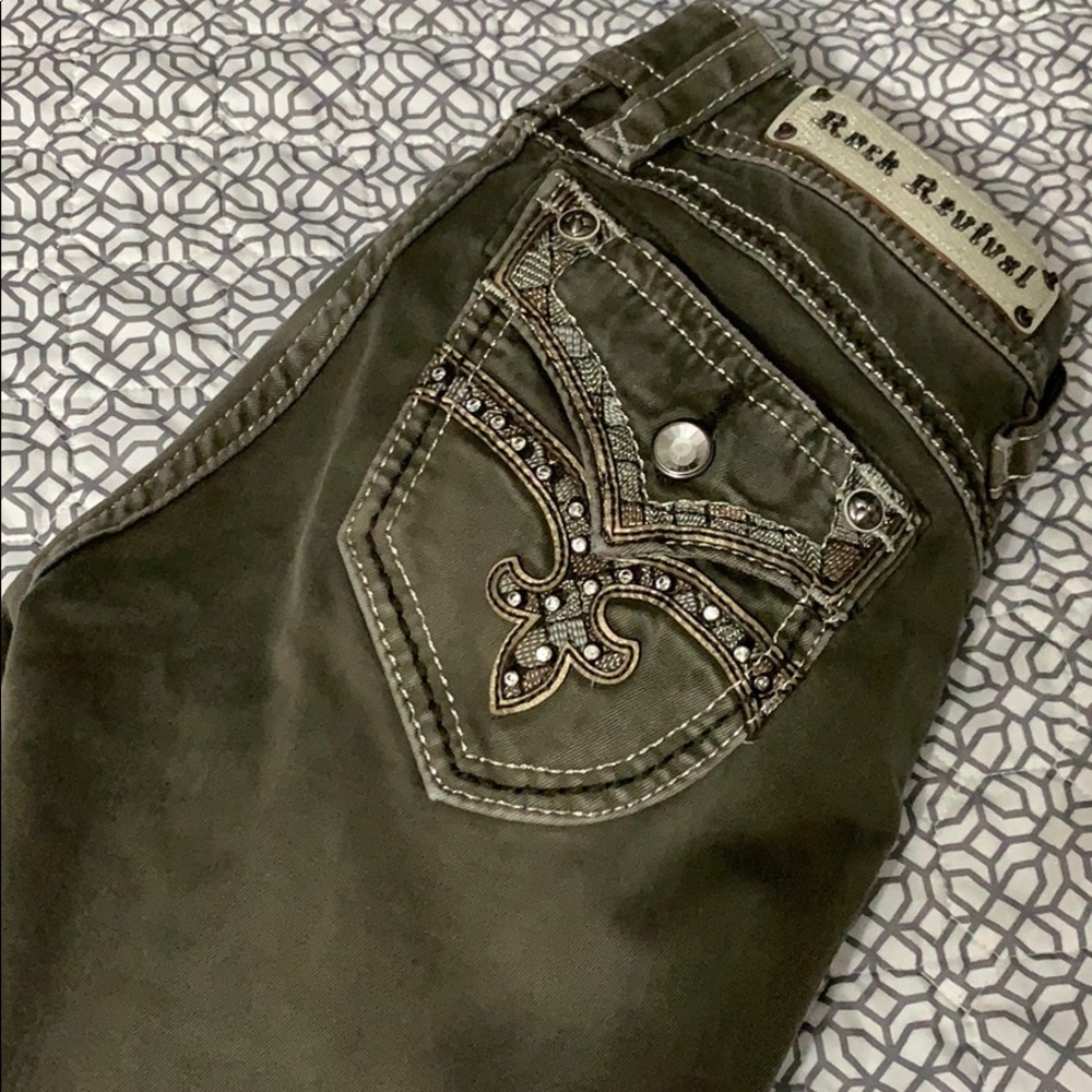Size 26 Rock Revival olive green skinny pants
